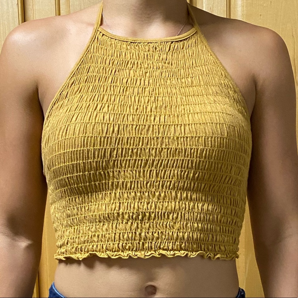 Yellow Halter Crop Top